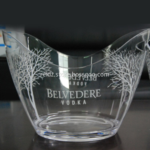 Clear plastic white wine barrel ice bucket